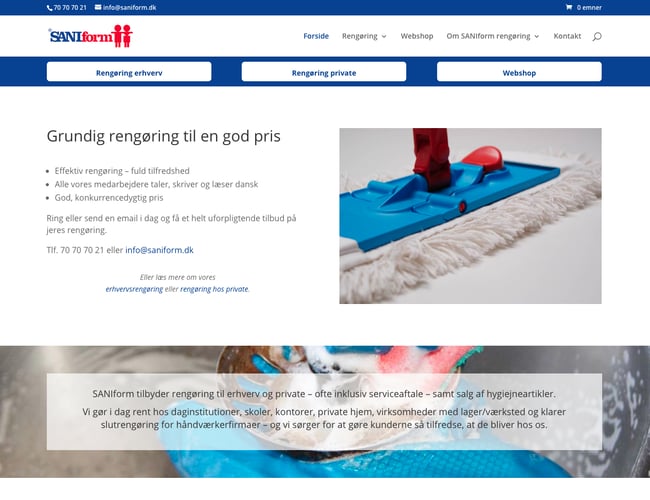 Saniform.dk - Rengøringsfirma med faste kontraktkunder sælges - Omsætning 2.800.000 kr.
