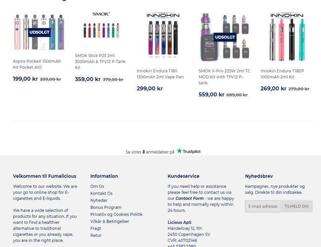 Fumalicious.com - Ecigaret shop - Har omsætning