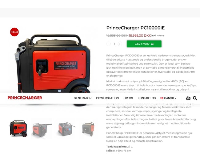 Nødstrøms/ generator virksomheden PrinceCharger sælges 