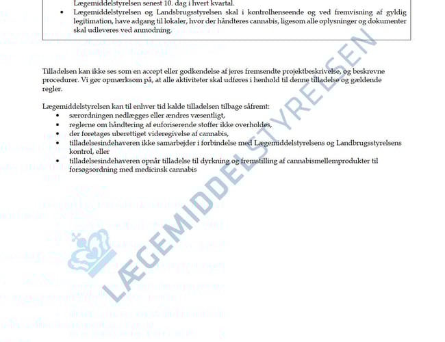 Produktionsvirksomhed med medicinsk cannabis - Tilladelse af lægemiddelsstyrelsen