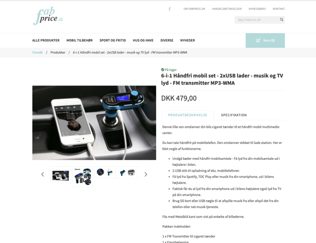 fabprice.dk - Webshop med salg af gadgets, mobil tilbehør m.m.