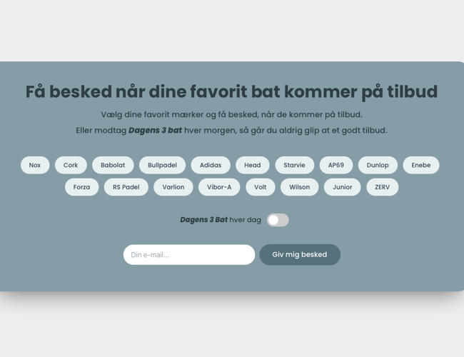 Padelbat.nu - vi hjælper forhandlere af padelbat til flere slag! Super lækker designet og 100% automatiseret platform, som sælger padelbat for forhandlere mod et mindre cut pr. salg.