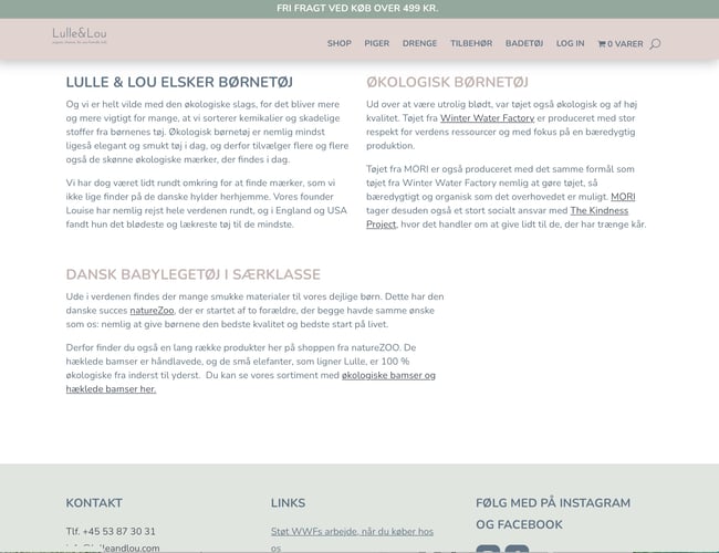 Lulle & Lou - Webshop med økologisk børnetøj fra England (BabyMori) og et fra USA (Winter Water Factory).