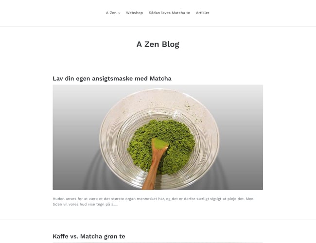 azen.dk - Lille webshop med stort potentiale - Sortiment af Matcha te og udstyr. 