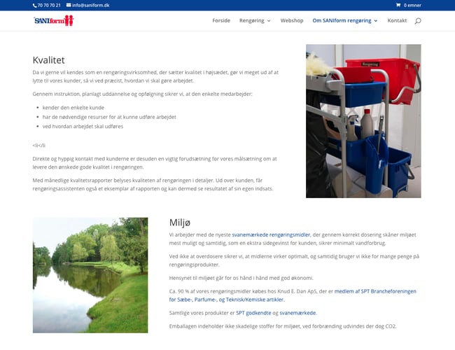 Saniform.dk - Rengøringsfirma med faste kontraktkunder sælges - Omsætning 2.800.000 kr.