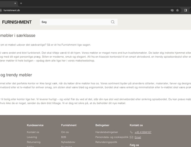 Furnishment | High end dropshipping møbelshop | 100% køreklar
