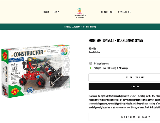 Køreklar webshop BØRNESBIKS.DK - Lejetøj og diverse til børn, perfekt til skolestart!