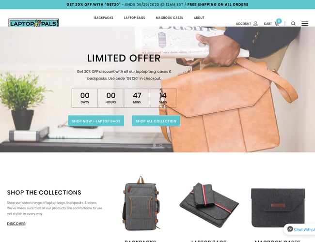 Laptoppals.com / Dropshipping webshop med omsætning & salg af computertasker