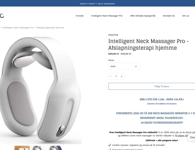 Køreklar Nakke Massage webshop med stort potentiale
