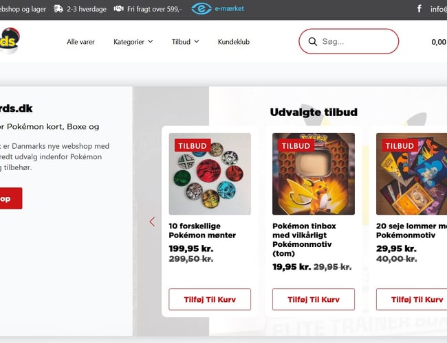 Pokémon webshop til salg - Omsætning 118.000 kr. mellem feb-jun 2023