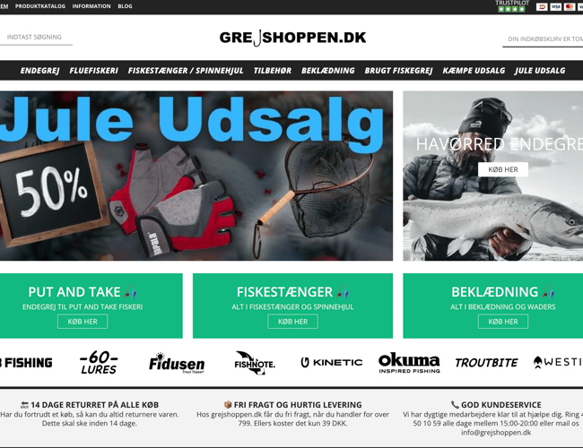 Webshop med salg af fiskegrej