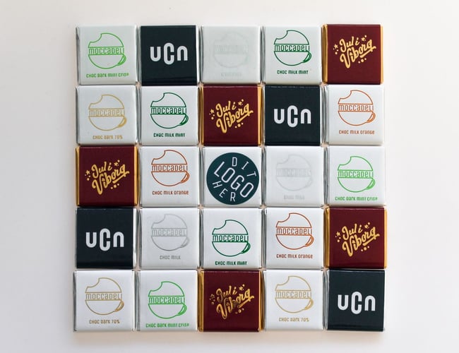 Webshop med specialiseret B2B-salg af slik og chokolade med firmalogo