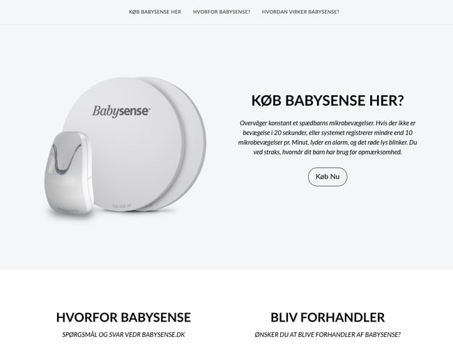 Webshop med salg af markedets bedste baby vejrtrækningsalarmer