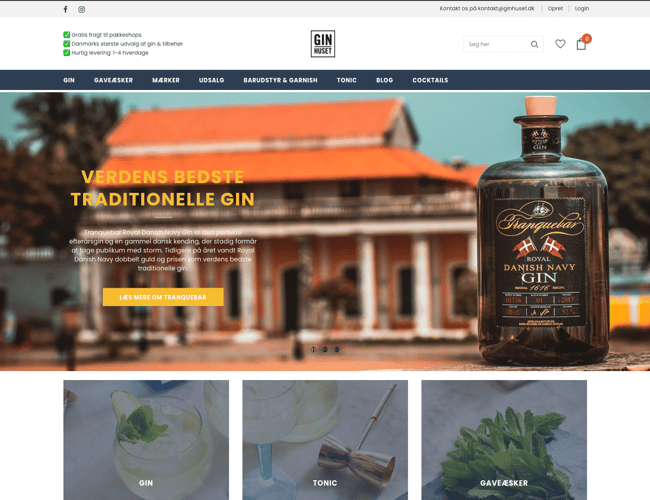 Danmarks førende specialiserede gin og tonic webshop til salg - Omsætning 2020: 1.636.490 DKK
