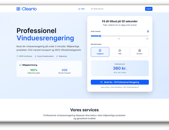 Danmarks mest intuitiv platform for vinduespudsning – Cleario.dk