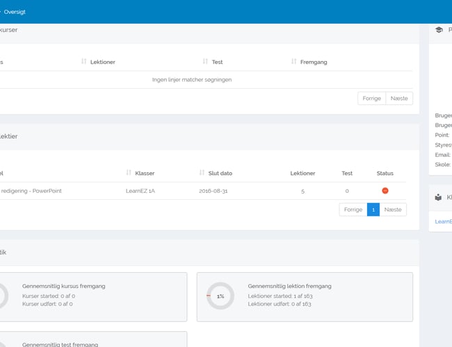 E-læringsplatform med pointsystemer mm. (LMS)