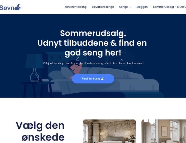 Findsøvn.dk - Affiliate side med fokus på senge