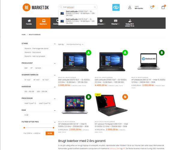 Webshop med 1,1 million i omsætning - Salg af brugte computere og tilbehør