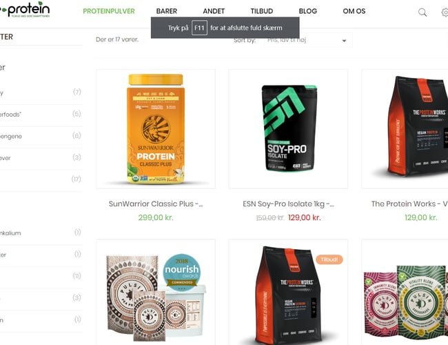Veletableret webshop med salg af Veganske Protein- og Sportsprodukter