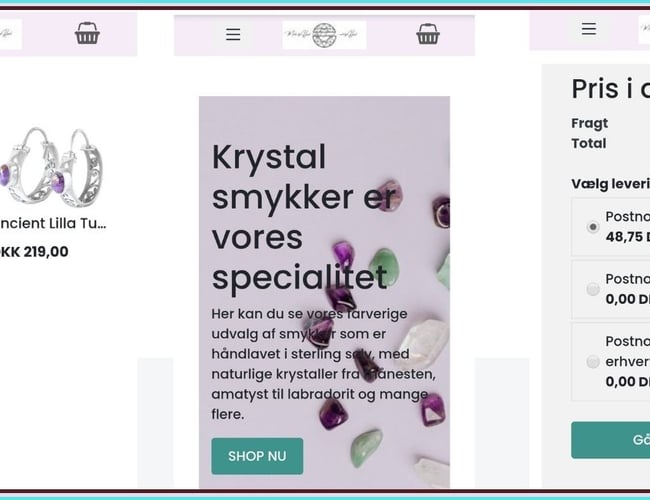 Lige til at gå til - salgsklar webshop med boheme krystalsmykker
