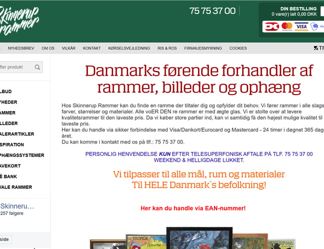 Velfungerende rammevirksomhed med WEBSHOP til salg!