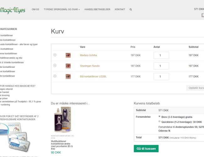 Webshop med farvede kontaktlinser uden styrke - Organisk salg med årlig overskud på 24.000 kr. - Siden 2011
