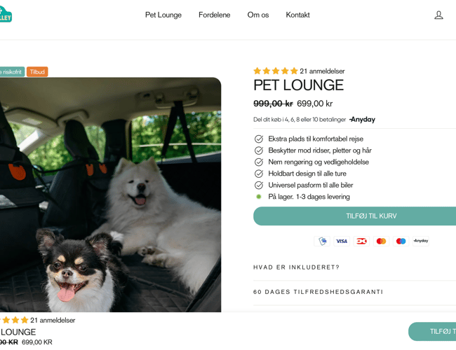 NY PRIS! - Kæledyrs Webshop med Proof of Concept - Omsat for 80.000 kr. på 1,5 måned.
