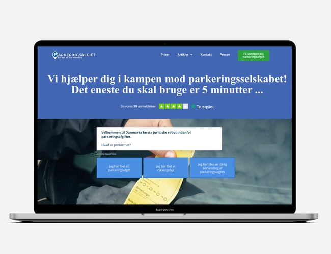 parkeringsafgift.dk - Website med Danmarks første juridiske p-hjælperobot