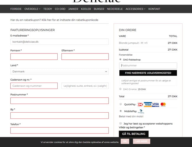 Moderne B2C tøj webshop - Deliciae.dk - Omsatte 11.000 kroner første måned.