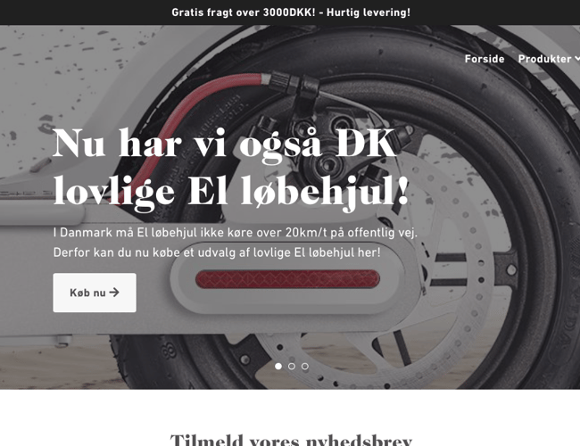 Billig Webshop med salg af lovlige El løbehjul i Danmark
