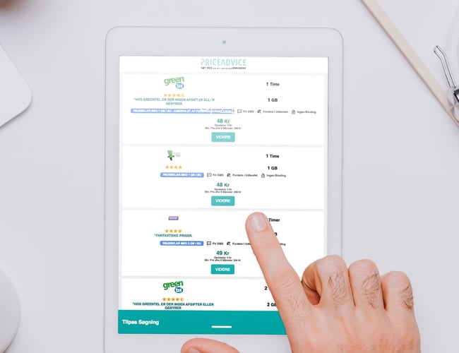Priceadvice.dk - søger investor eller køber af affiliate sammenligningsportal til danske mobilabonnementer