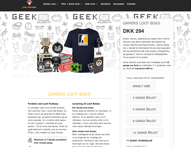 Abonnementsbaseret gaming & film merchandise webshop - First Mover i Danmark