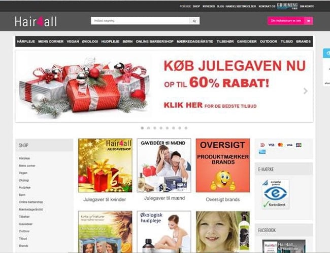 Kendt webshop indenfor frisørprodukter, skønhed og mænds grooming sælges