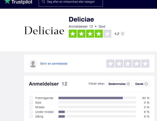 Webshop til salg Deliciae.dk