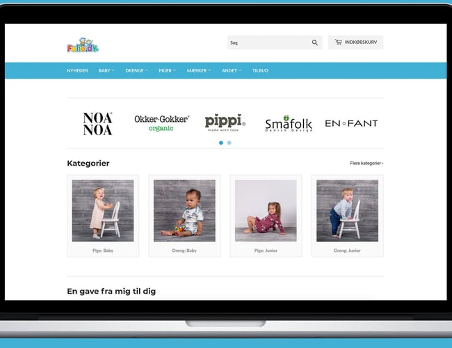 Webshop med salg af børnetøj i alderen 0-8 år. - Omsætning: 130.000 kr. i 2018 - Varelager medfølger.