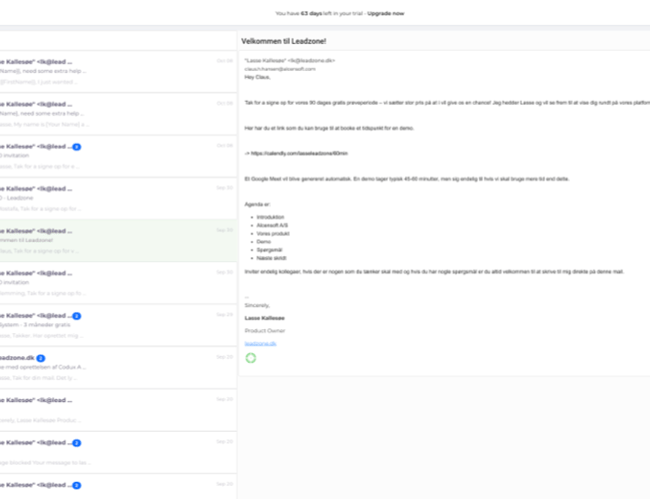 CRM system til cold outreach med indbygget email klient.