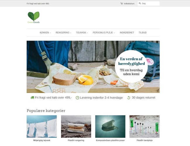 greengoods.dk - Velkørende webshop med fin omsætning - henvender sig til den bæredygtige husholdning