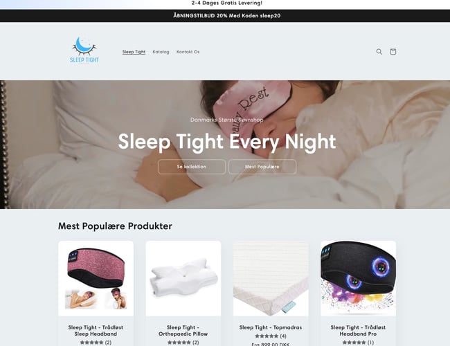 Stilet webshop med kvalitets søvnprodukter sælges