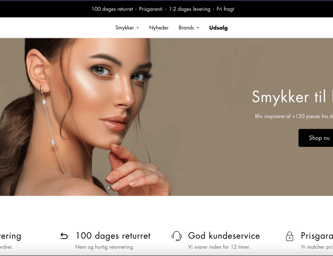 Webshop med salg af smykker til kvinder - Med omsætning - Eksklusivt og elegant design - Shopify