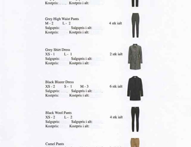 Salg af varelager af tøj 