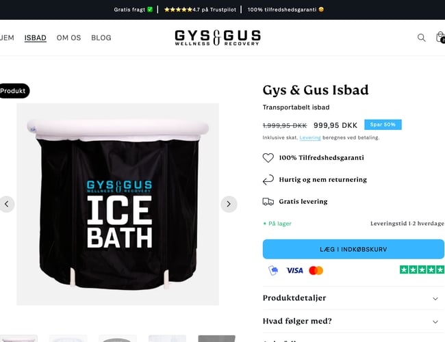 Køreklar webshop med eget varelager til salg - salg af transportable isbade