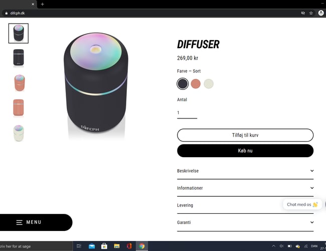 Køreklar webshop med salg af diffuser som de eneste i DK