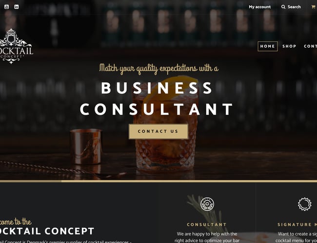 Webshop med salg af eksklusivt barudstyr - Siden er ca. 2 år gammel