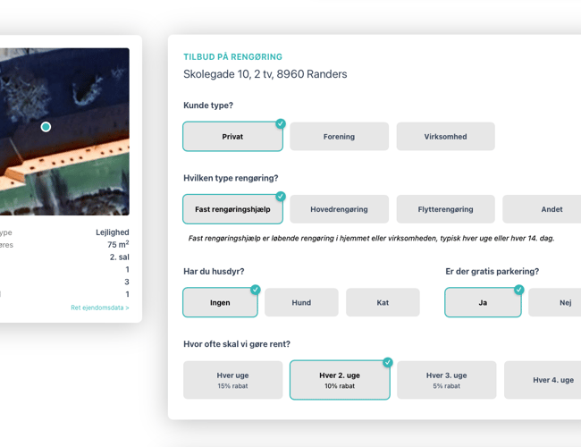 Cliinly - Ny SaaS software til rengøringsbranchen - giver kunderne komplette tilbud på 10 sekunder! Automatiserer hele rengøringsfirmaets tilbuds- og faktureringproces. 450 udviklingstimer - 100% automatiseret, så den kræver INTET manuelt arbejde.