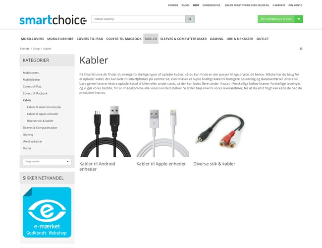 1 webshop 2 salgskanaler - Smartchoice.dk og Smarttasker.dk med salg af mobiltilbehør og tasker