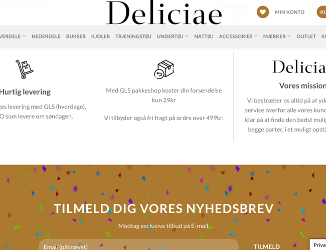 Webshop til salg Deliciae.dk