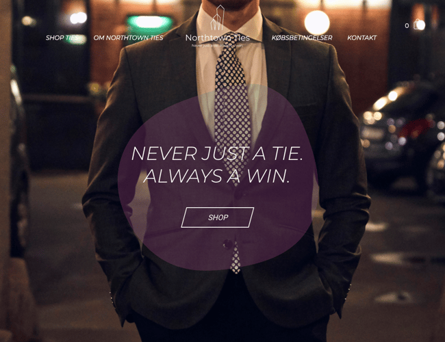 northtown-ties.dk - Gennemført webshop med salg af kvalitets slips til enhver lejlighed