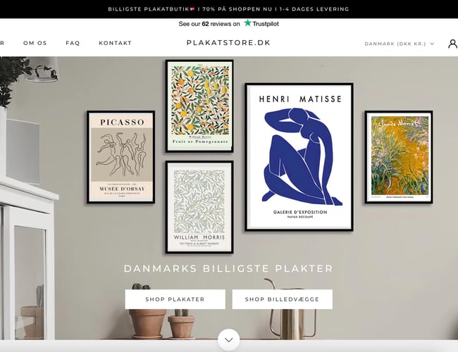 Plakatstore.dk - Webshop med salg af plakater og rammer.