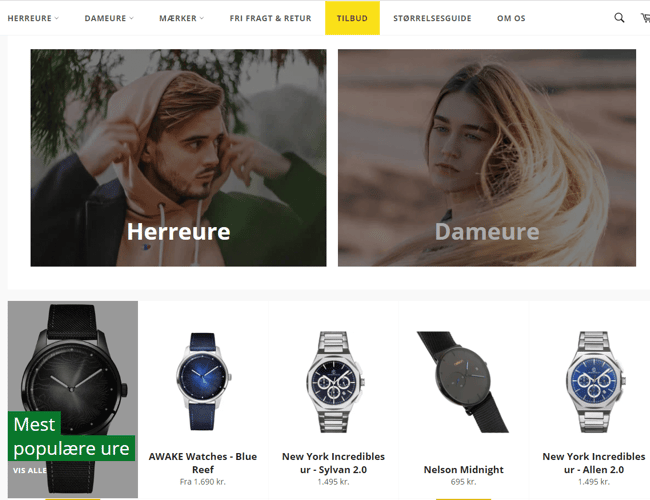 Veldrevet webshop med salg af ure fra små urmærker - Dækningsgrad: 30-32%