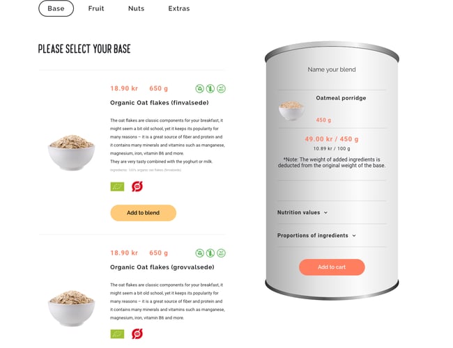 Bland-selv morgenmad webbutik til salg! - www.blanddet.dk